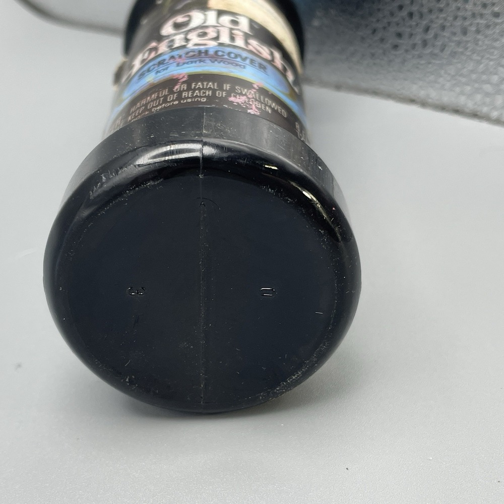 Vtg Old English Scratch Cover For Dark Woods 8 oz Blue Lid RARE Almost Full Prop - Picture 6 of 7